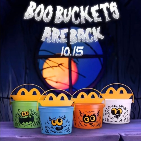 🎃2024 McDONALD'S Halloween Pail Boo Toy Buckets HAPPY MEAL Set Of 2 - Picture 2 of 8